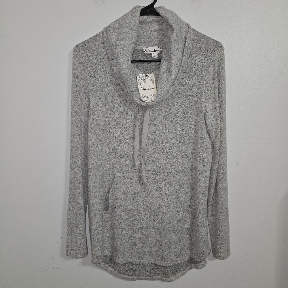 S#42 Moondance Women's Grey Marl Cozy Knit Cowl Neck Pullover Sweater Top Size S